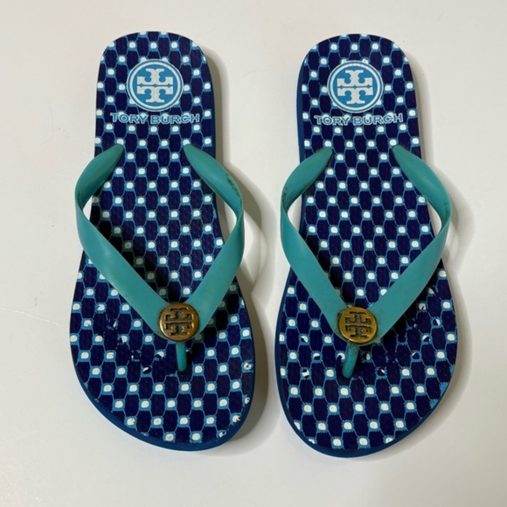 Tory Burch Blue Flip Flops Size 8.5